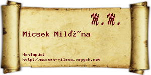 Micsek Miléna névjegykártya